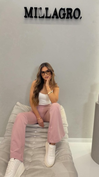 Spodnie damskie DZWONKI | Pudrowy Róż