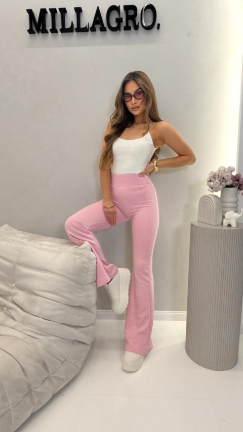 Spodnie damskie DZWONKI | Baby Pink