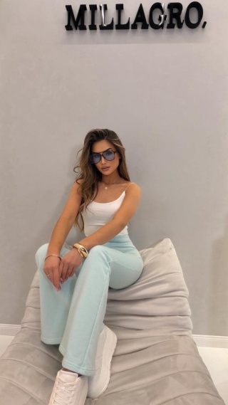 Spodnie damskie DZWONKI | Mięta