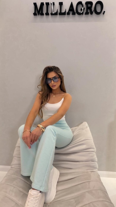 Spodnie damskie DZWONKI | Mięta