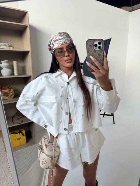SPODENKI DENIM ECRU