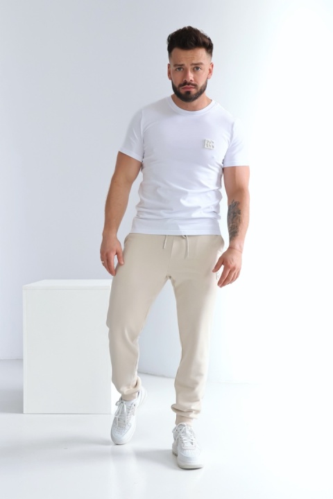 T- SHIRT BOND BIAŁY- JASNY BEŻ