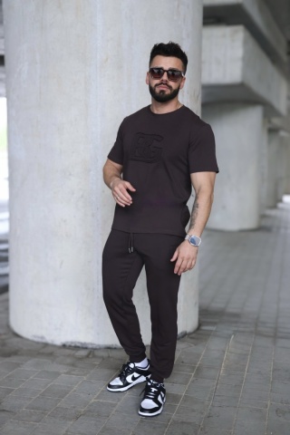 T- SHIRT ORIGAMI CIEMNY BRĄZ