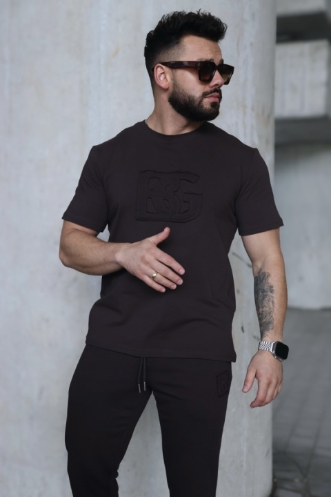 T- SHIRT ORIGAMI CIEMNY BRĄZ