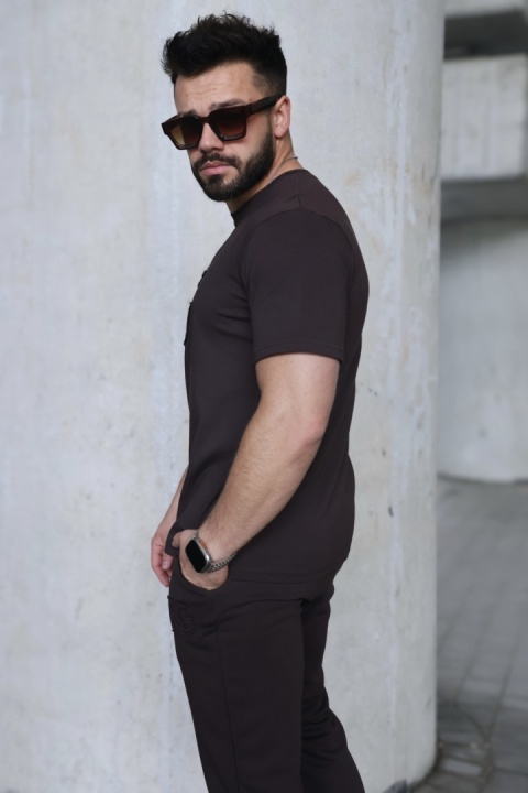 T- SHIRT ORIGAMI CIEMNY BRĄZ