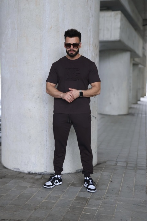 T- SHIRT ORIGAMI CIEMNY BRĄZ