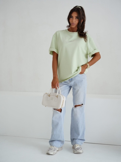 T- shirt damski MILUNA HAFT | Matcha