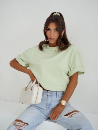 T- shirt damski MILUNA HAFT | Matcha