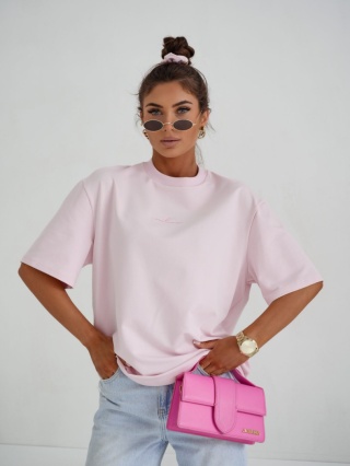 T- shirt damski MILUNA HAFT | Baby Pink