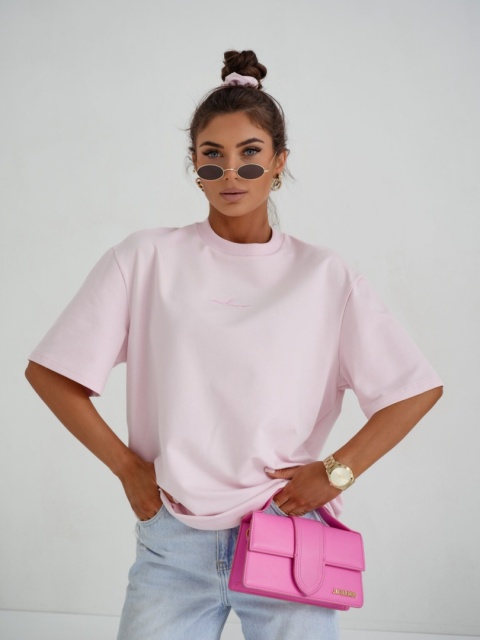 T- shirt damski MILUNA HAFT | Baby Pink