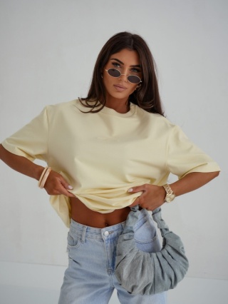 T- shirt damski MILUNA HAFT | Żółty