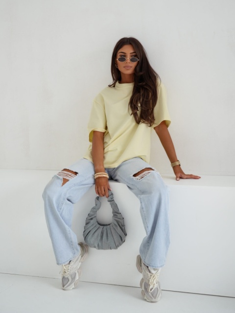 T- shirt damski MILUNA HAFT | Żółty