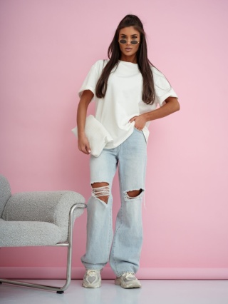 T- shirt damski MILUNA HAFT | Ecru