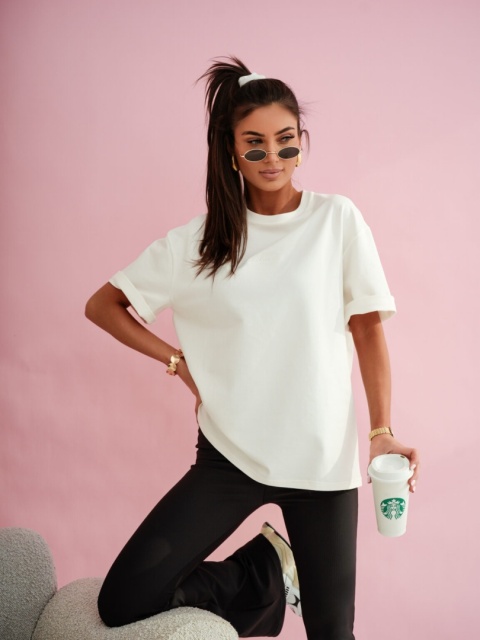 T- shirt damski MILUNA HAFT | Ecru