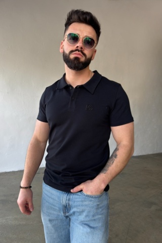 T- shirt polo męski BG POLO | Czarny