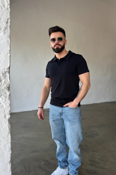 T- shirt polo męski BG POLO | Czarny