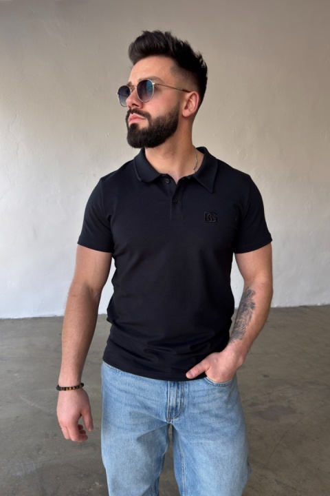 T- shirt polo męski BG POLO | Czarny