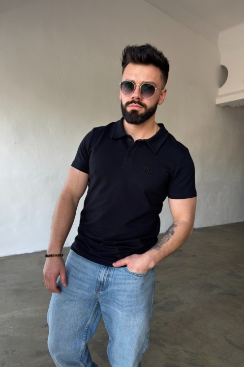 T- shirt polo męski BG POLO | Czarny