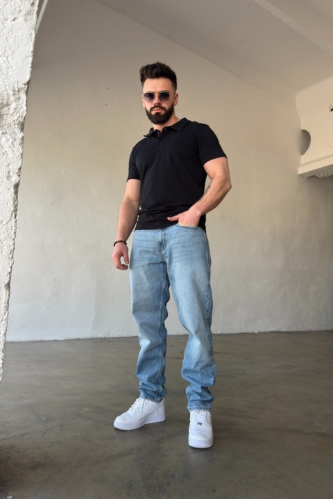 T- shirt polo męski BG POLO | Czarny